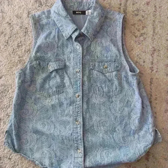 BDG Urban Outfitters Women's Denim Paisley Button Down Boho Vest S - Picture 8 of 13